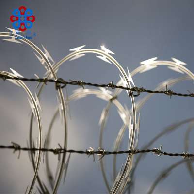 Chain link fence top barbed wire hot diped galvanized razor blade wire